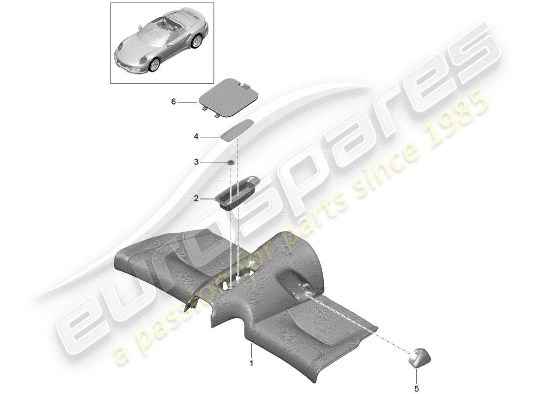 porsche 2016 (991-1 turbo) back seat cushion part diagram