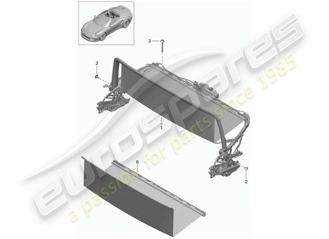 porsche 991 turbo (2017) windscreen part diagram