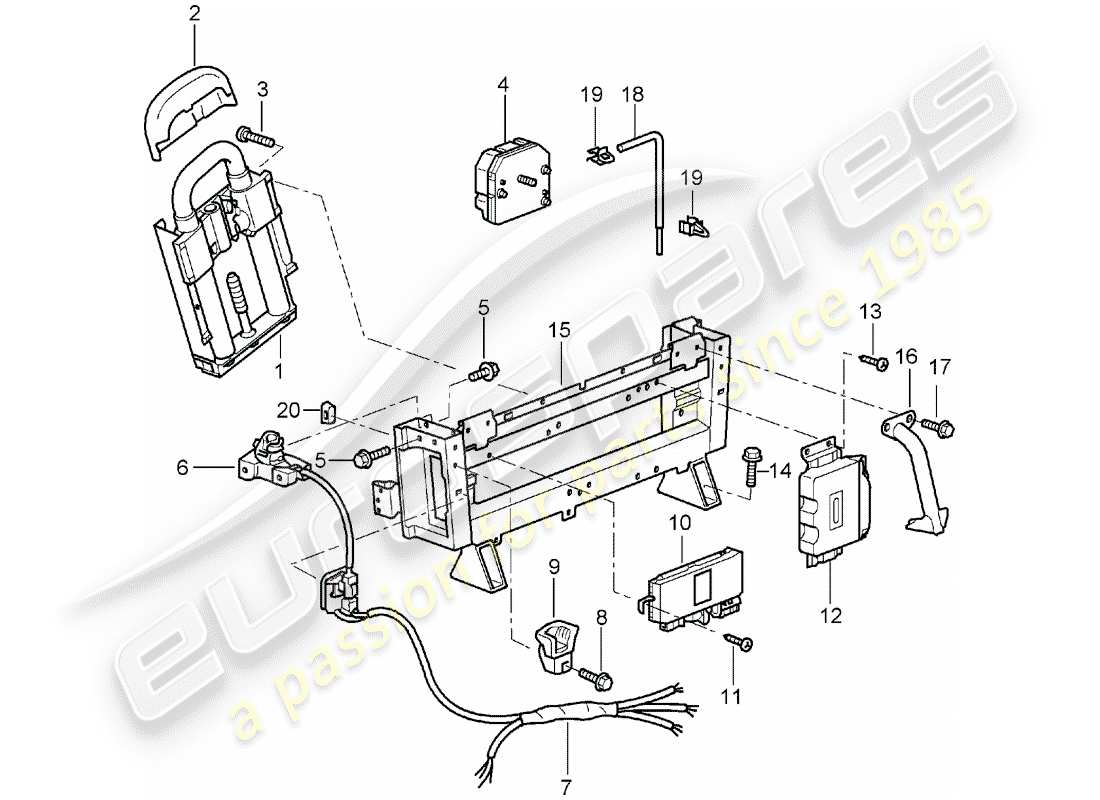 porsche 2002 (996) roll bar part diagram