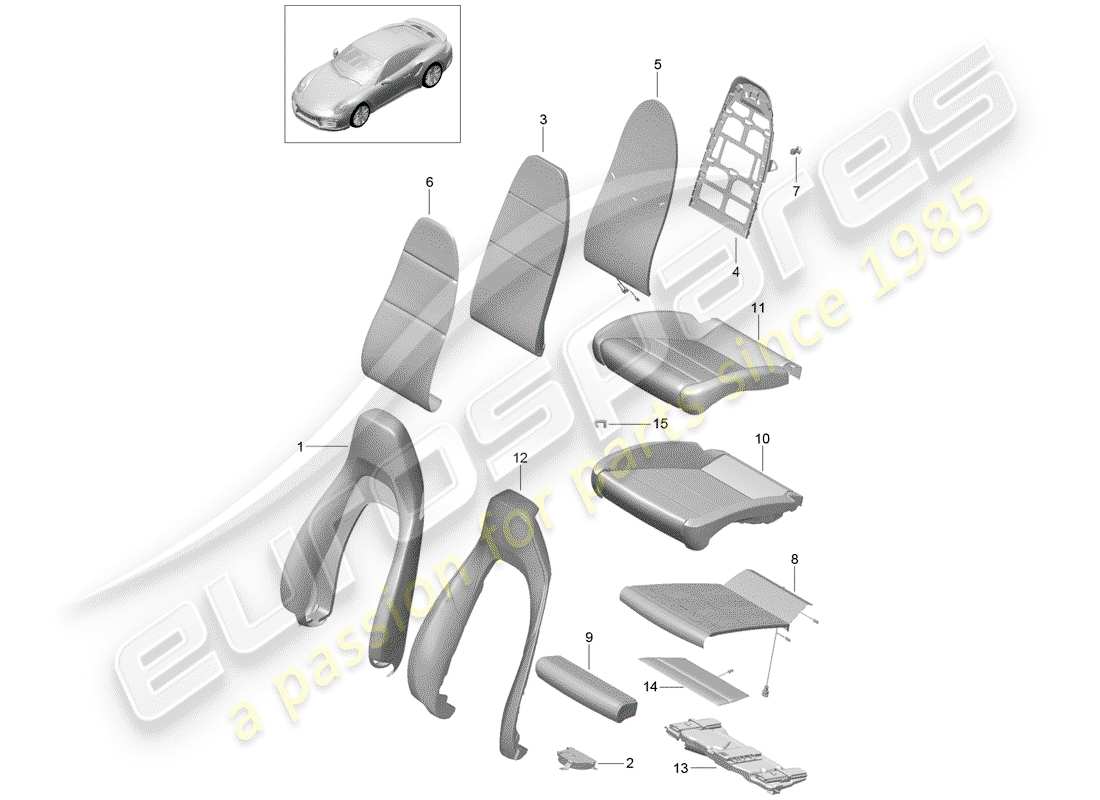 porsche 2014 (991-1 turbo) foam part part diagram