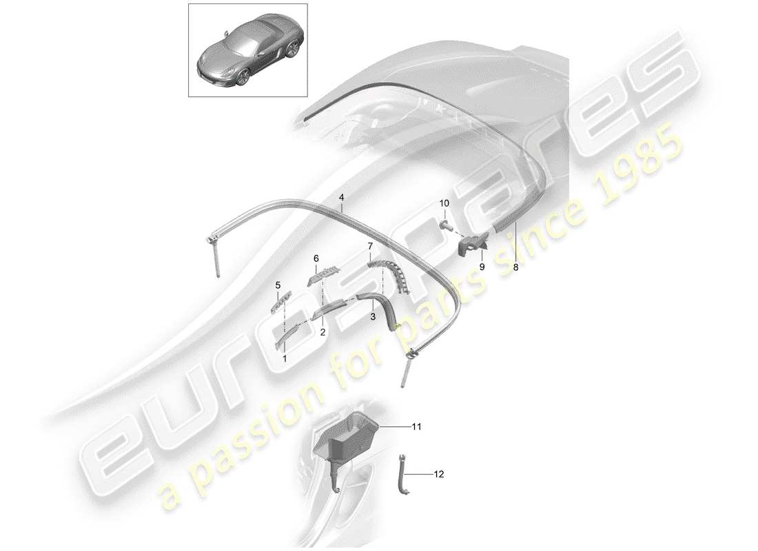 porsche 2012 (981 boxster) convertible top parts diagram