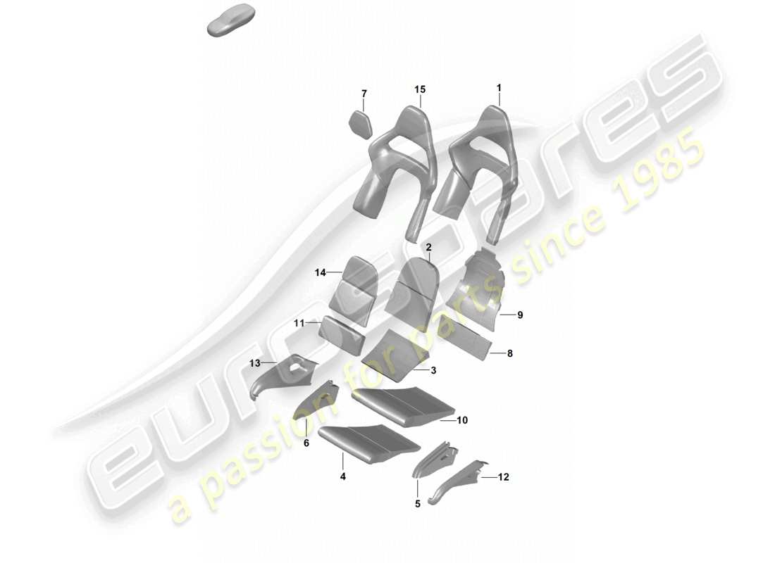 porsche 2020 (718 boxster spyder) foam part folding seat cover seat and backrest surface bucket seat part diagram