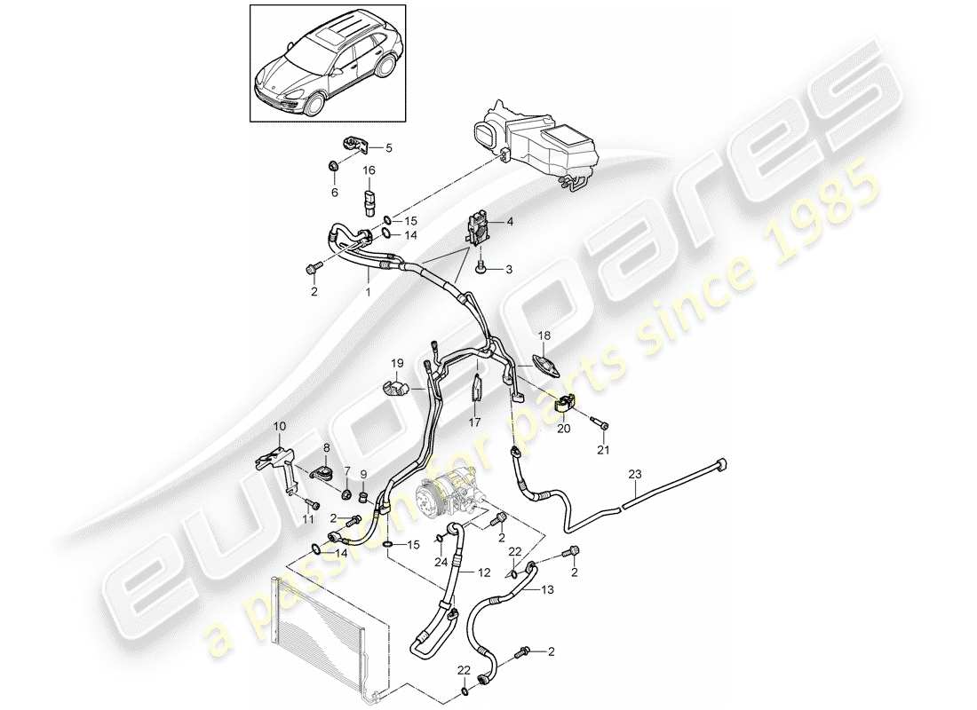 porsche cayenne e2 (2012) refrigerant circuit parts diagram