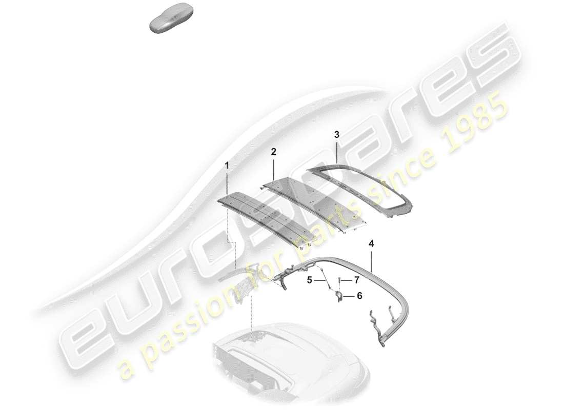 porsche 2019 (992-1) top frame part diagram