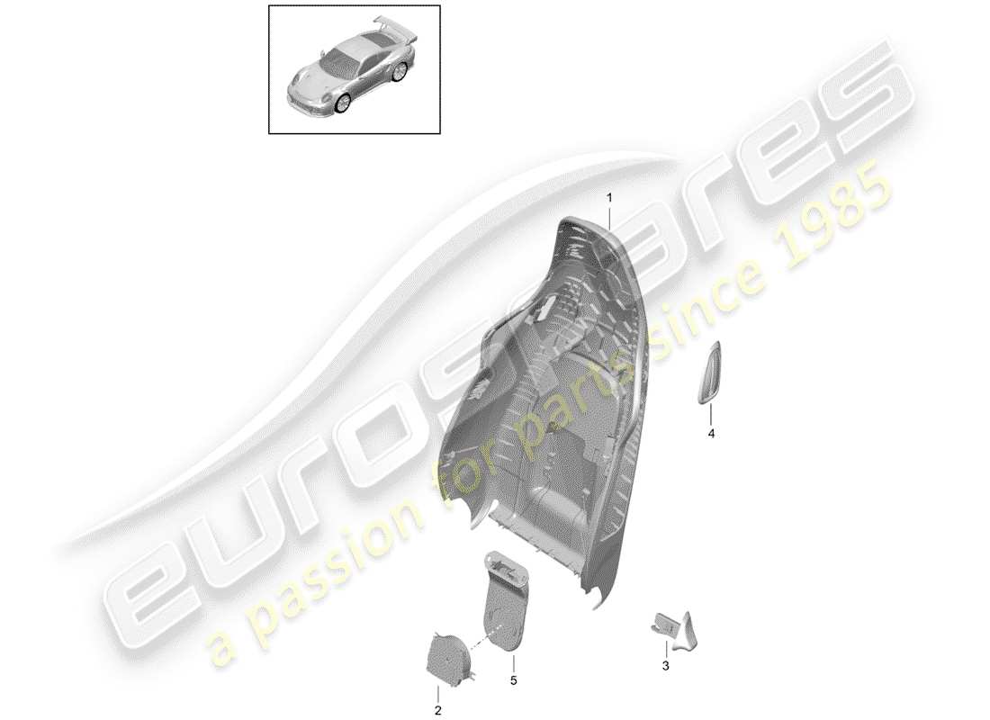 porsche 2016 (991-1 turbo) backrest shell part diagram