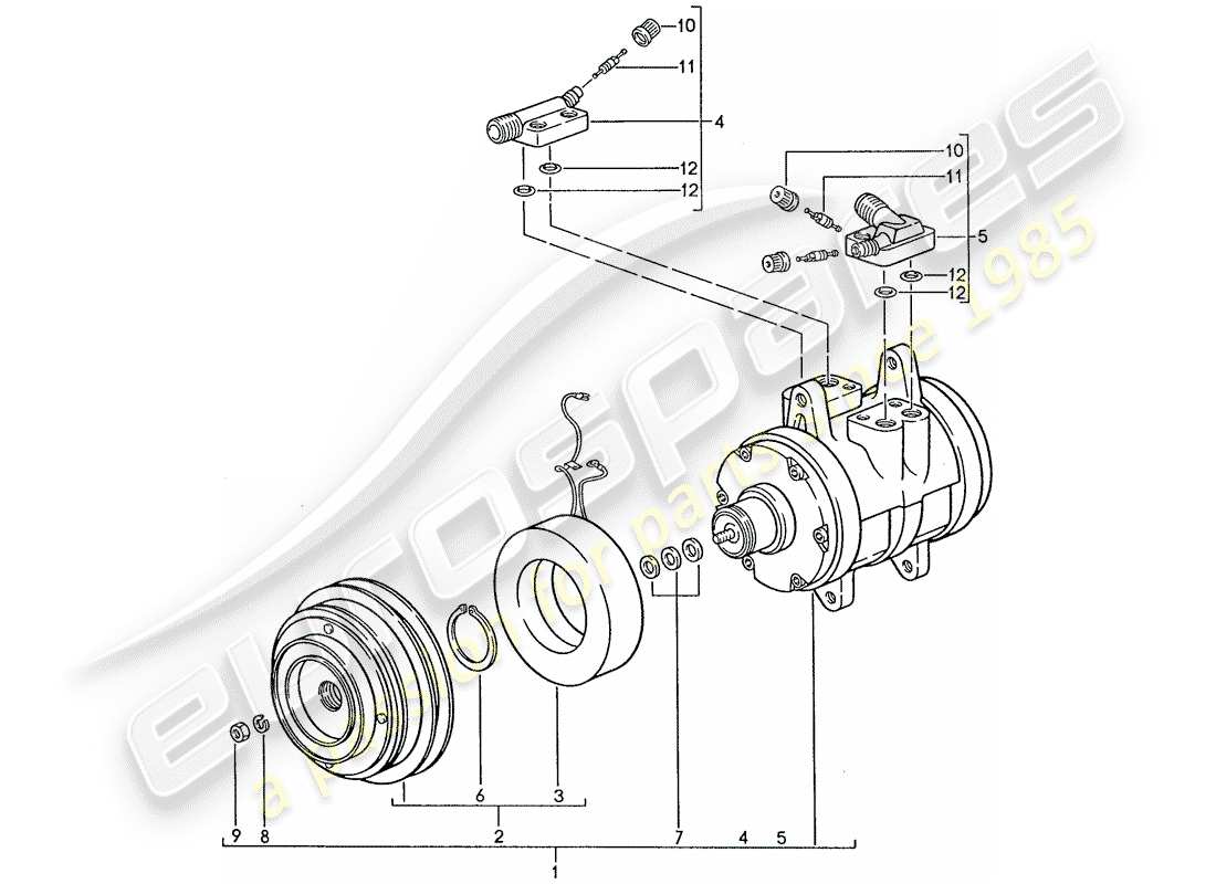 porsche 1989 (928) air conditioner - compressor part diagram