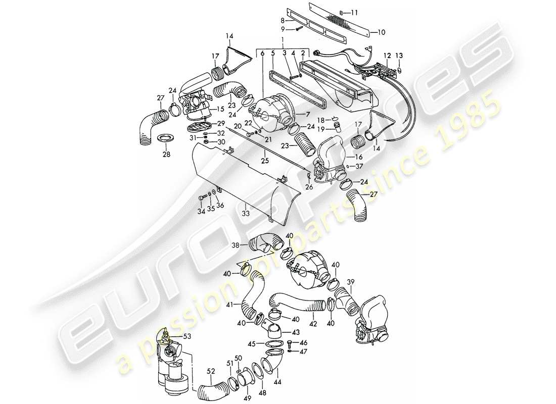 porsche 1965 (911/912) ventilation - heater - d - mj 1969>> part diagram