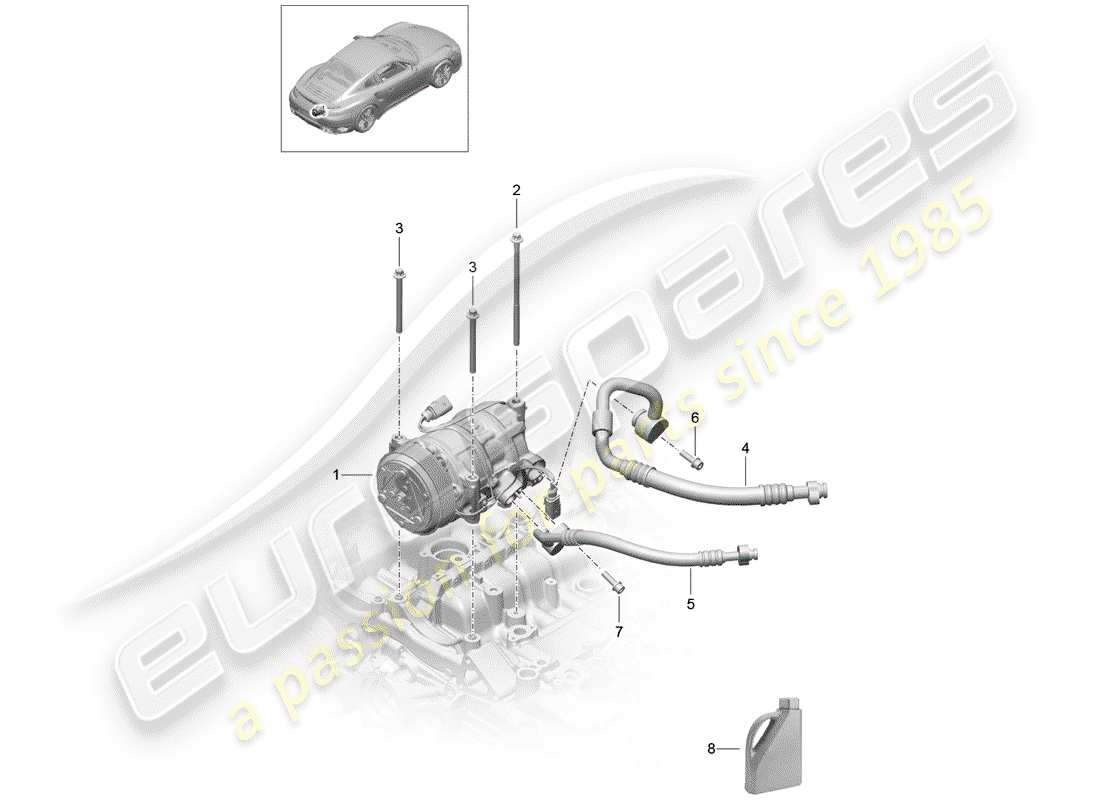 porsche 991 turbo (2014) compressor parts diagram