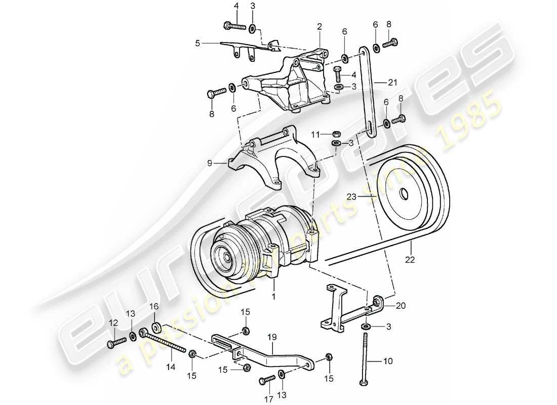 porsche 1993 (928) assembly - compressor - air conditioner part diagram