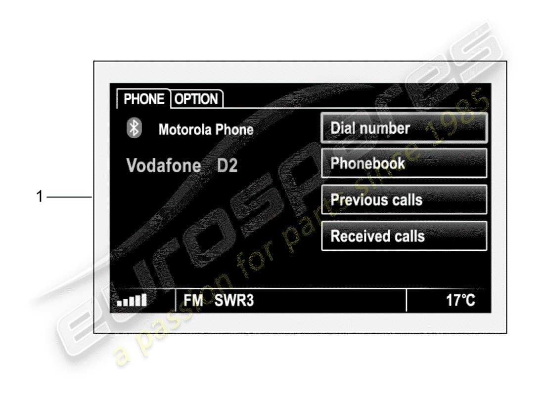 porsche 2013 (tequipment 98x/99x) retrofit kit for handsfree part diagram