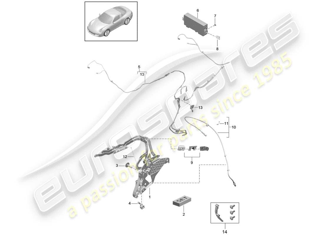 porsche 2020 (991-2) top frame part diagram