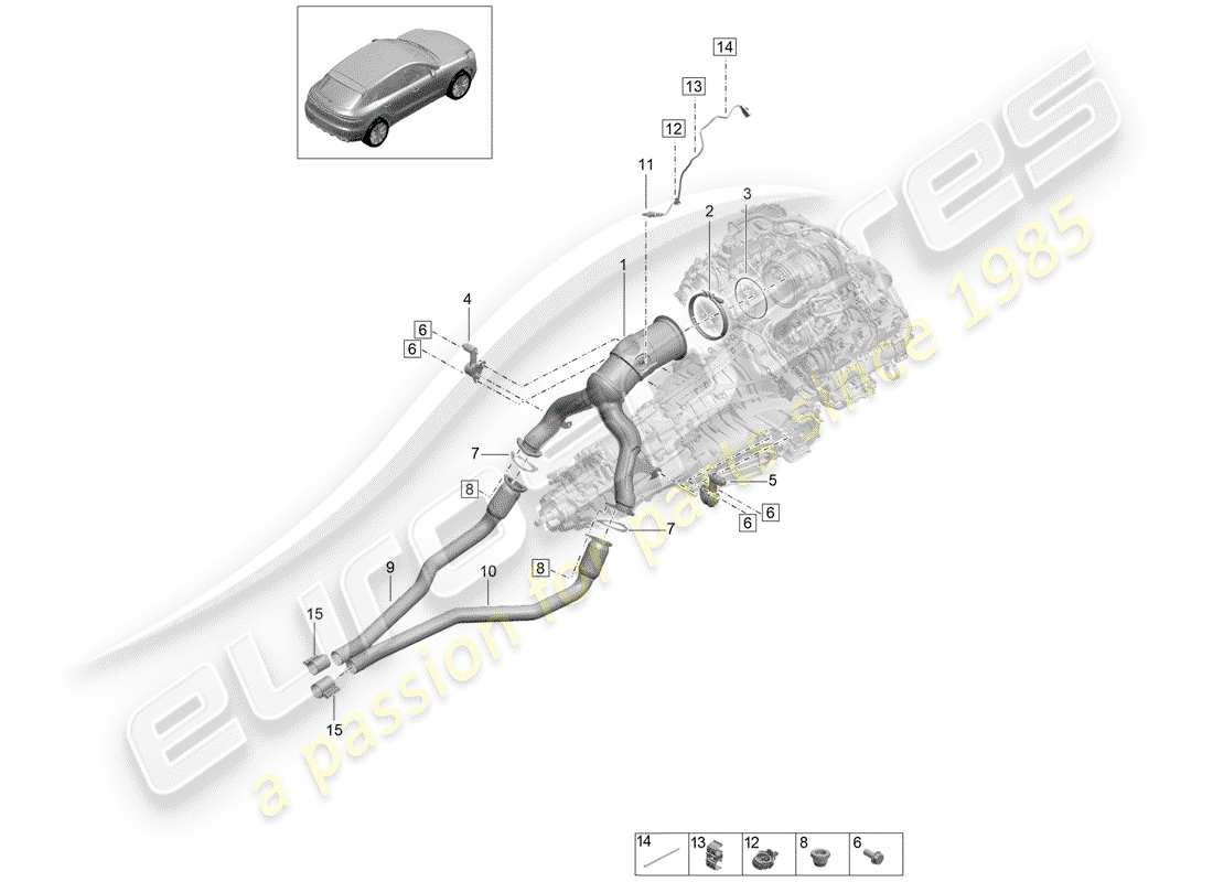 porsche macan (2020) catalyst part diagram