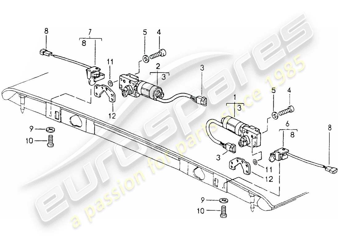 porsche 1991 (964) convertible top - catch parts diagram