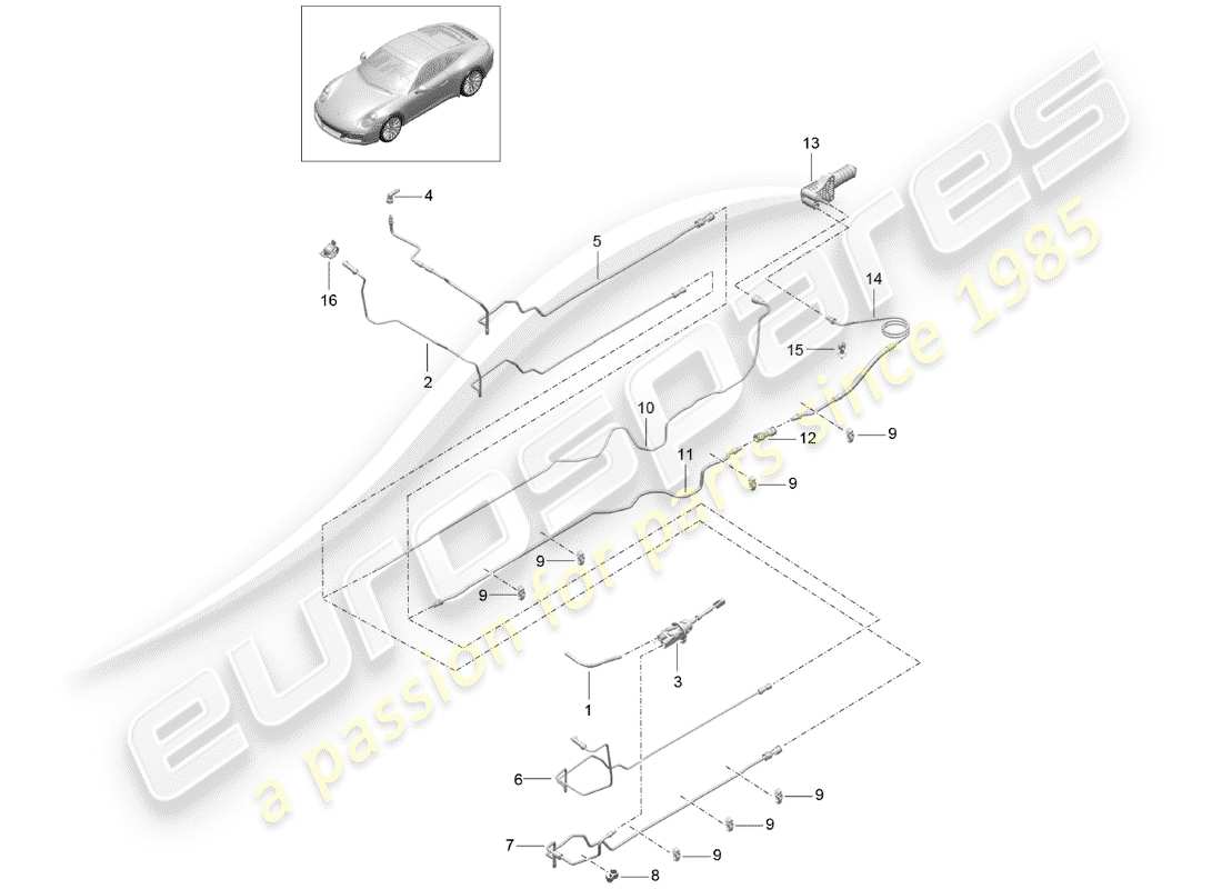 porsche 2019 (991-2) hydraulic clutch part diagram