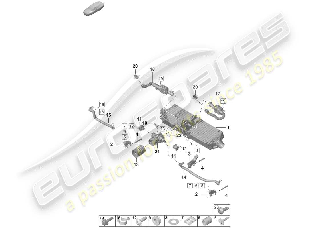 porsche 2019 (992-1) charge air cooler part diagram