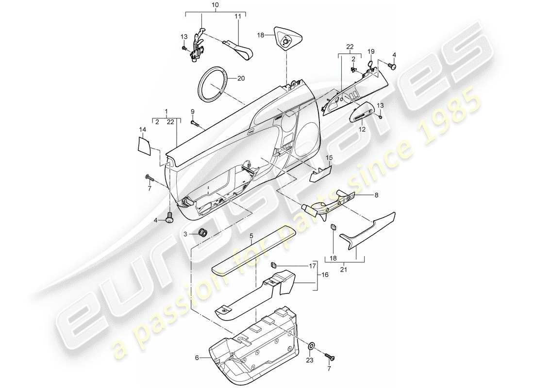 porsche 2012 (997-2 turbo / gt2 rs) door panel part diagram