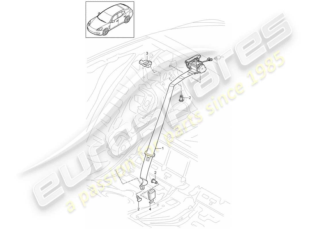 porsche 2013 (panamera 970) seat belt part diagram
