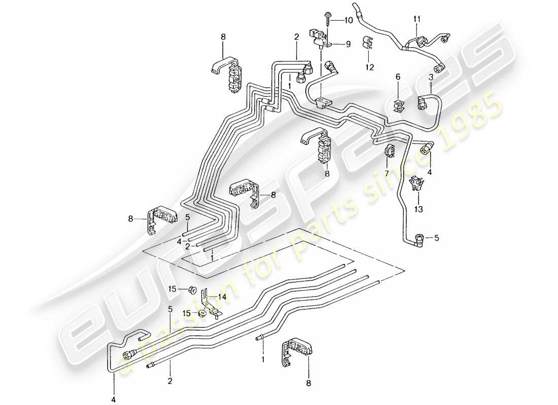 porsche 2005 (996) fuel line - fuel supply system part diagram