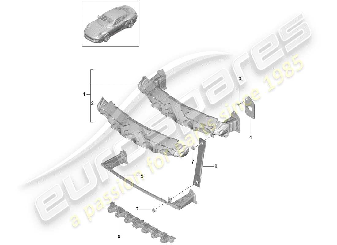 porsche 2015 (991-1 turbo) bumper bracket part diagram