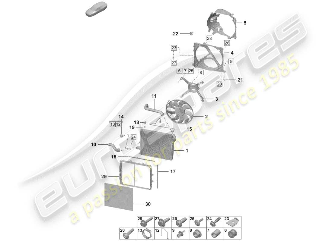 porsche 2019 (992-1) radiator part diagram