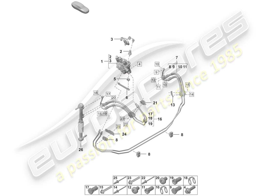 porsche 2019 (992-1) hydraulic line part diagram
