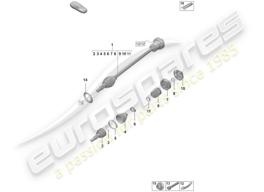 porsche 2019 (992-1) drive shaft part diagram