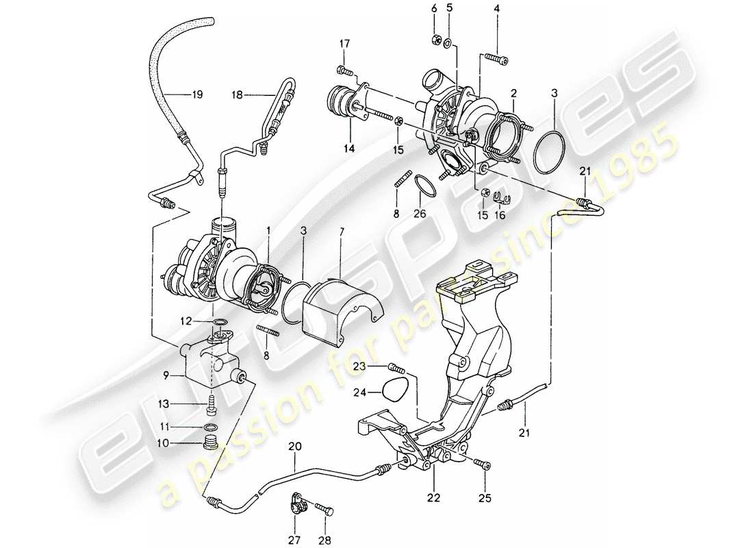 porsche 993 (1994) exhaust gas turbocharger - oil pump - for - exhaust gas turbocharger parts diagram