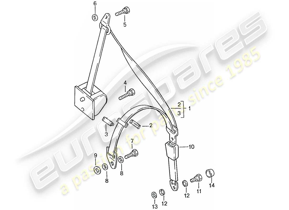 porsche 928 (1990) seat belt - automatic part diagram