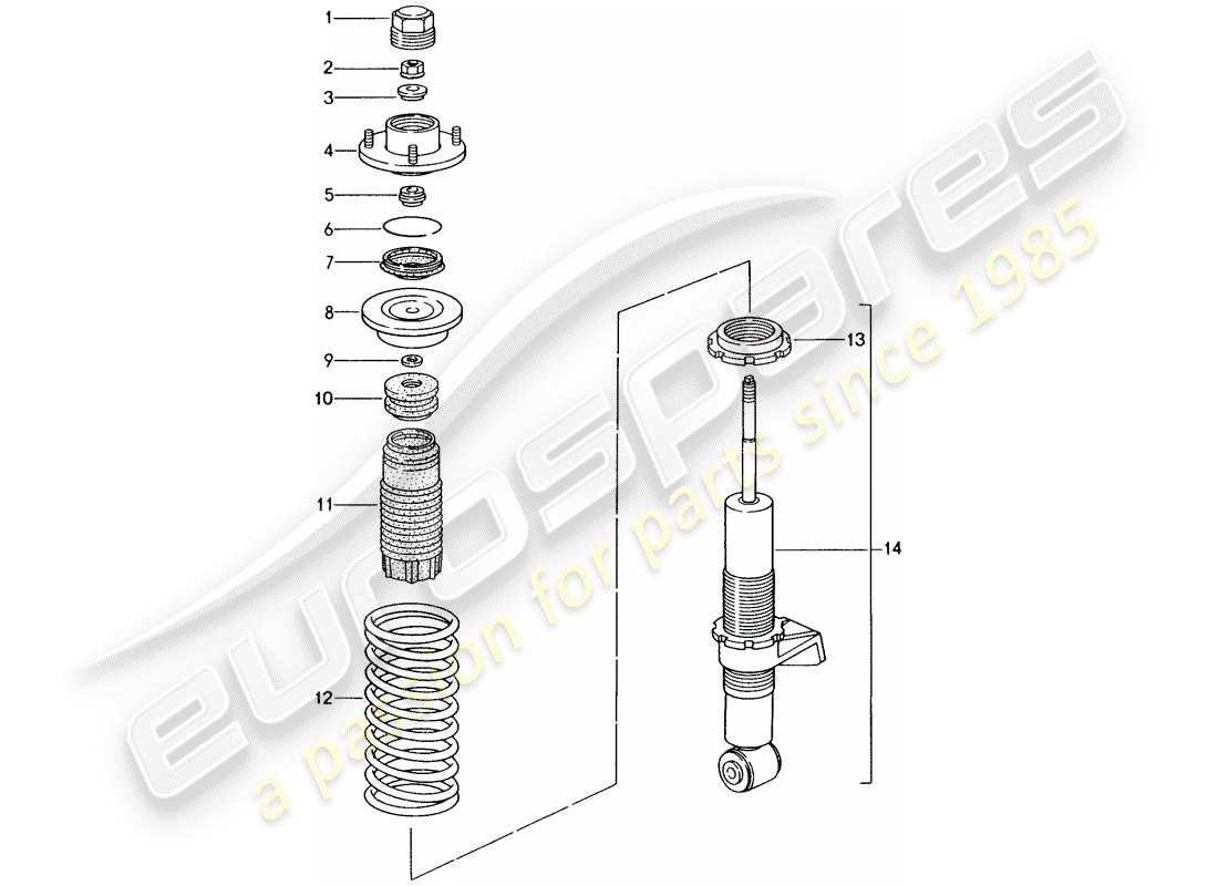 porsche 1996 (993) shock absorber - coil spring part diagram