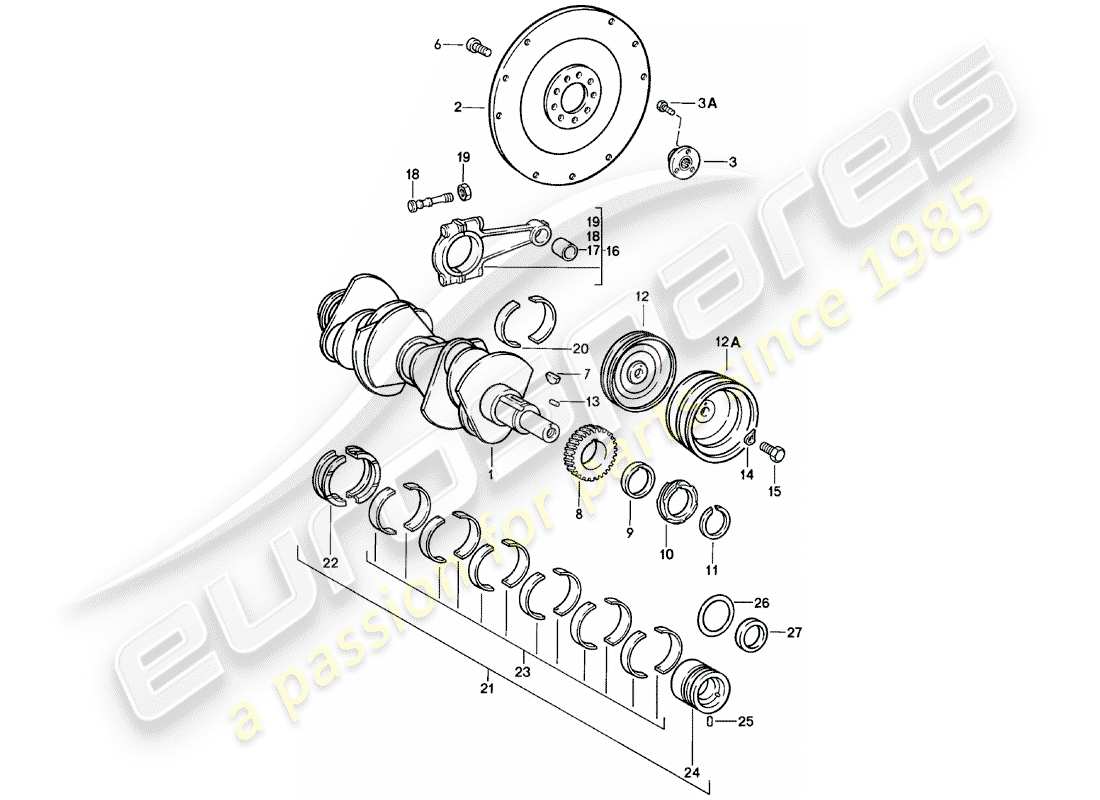 porsche 1980 (911) crankshaft part diagram