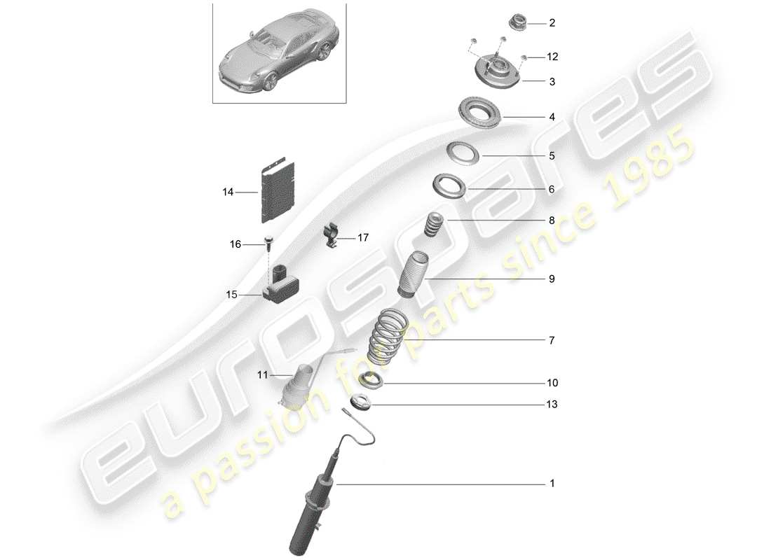 porsche 2014 (991-1 turbo) suspension part diagram