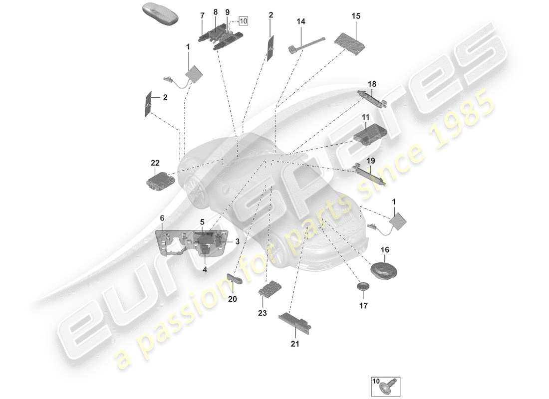 porsche 2019 (992-1) antenna part diagram
