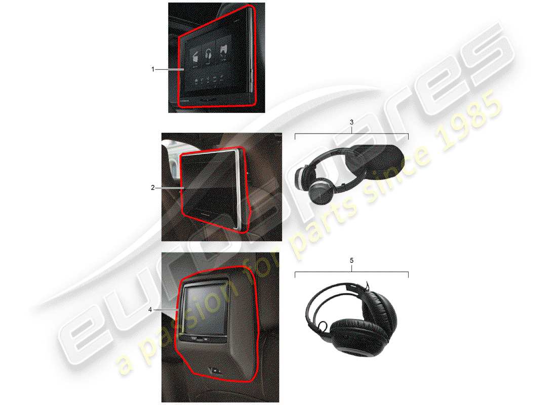 porsche 2007 (tequipment cayenne) rear seat entertainment system part diagram