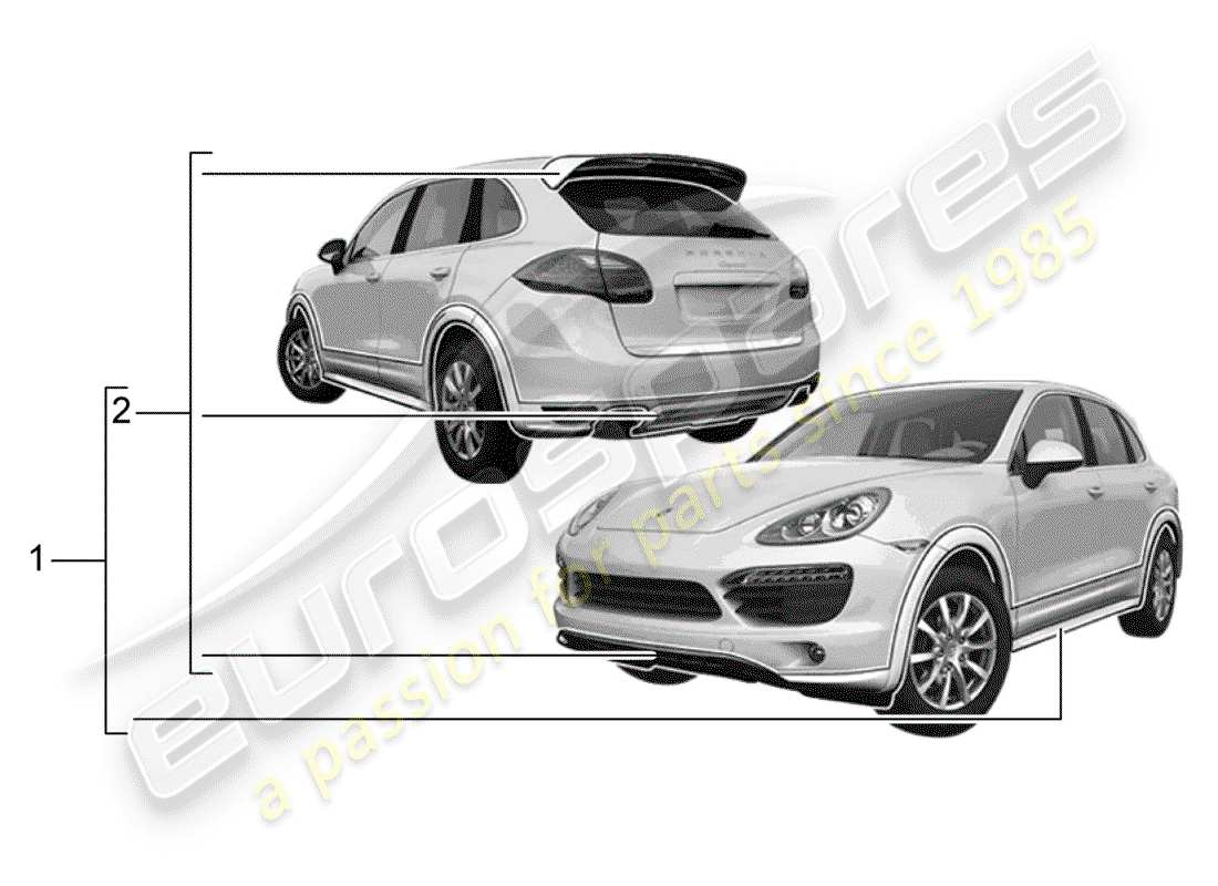 porsche 2018 (tequipment cayenne) sport design package part diagram