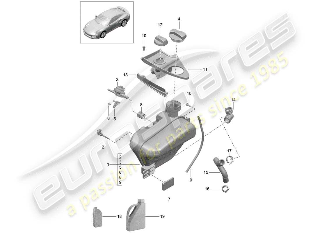 porsche 2020 (991-2 turbo) water cooling part diagram