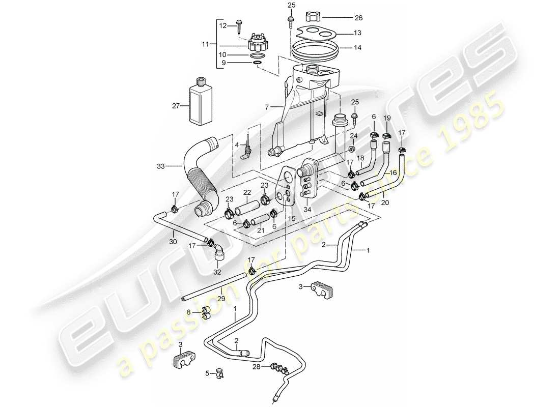 porsche 2006 (987 boxster) water cooling 4 part diagram