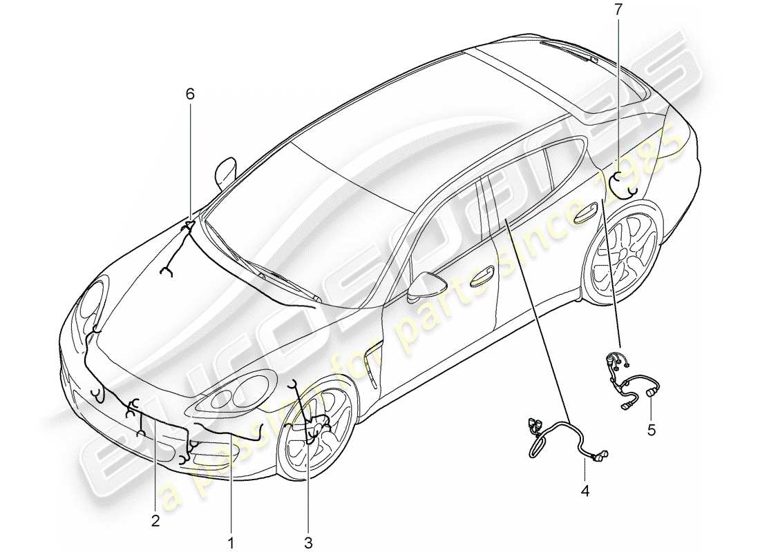 porsche panamera 970 (2016) wiring harnesses part diagram