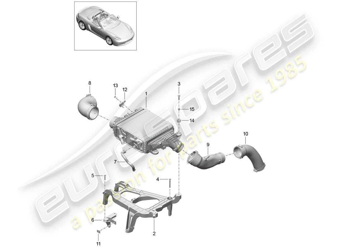 porsche 2017 (718 boxster) charge air cooler part diagram