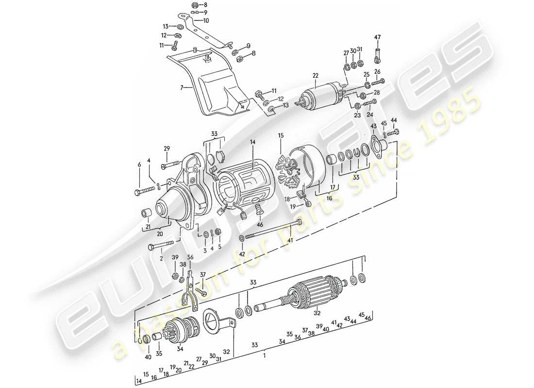 porsche 1976 (924) starter part diagram