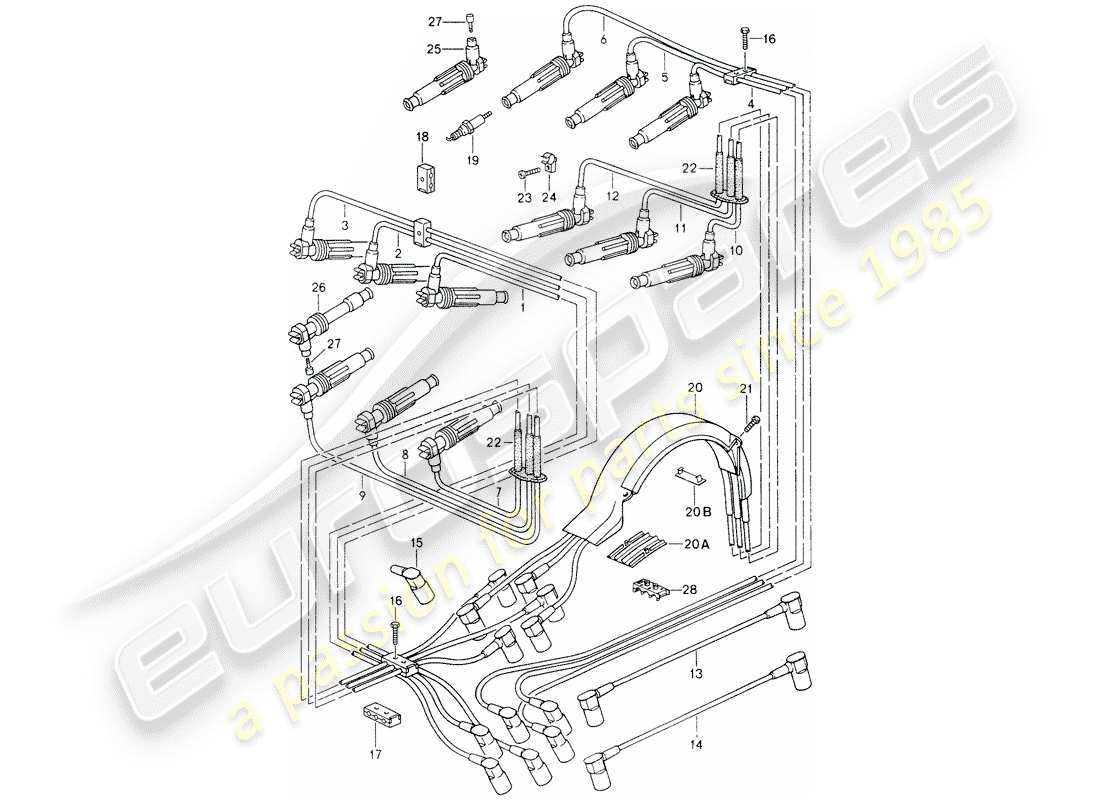 porsche 1991 (964) engine electrics 2 parts diagram