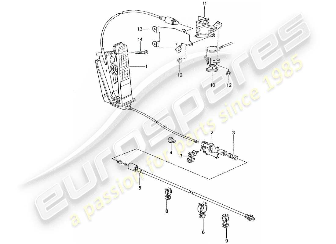 porsche 2005 (996) brake and acc. pedal assembly - throttle control part diagram