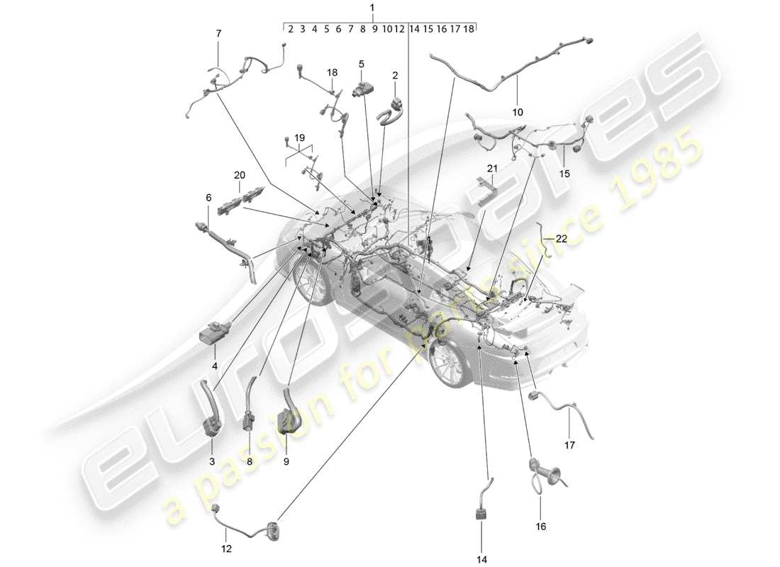porsche 2018 (991-2 r/gt3/rs) wiring harnesses part diagram