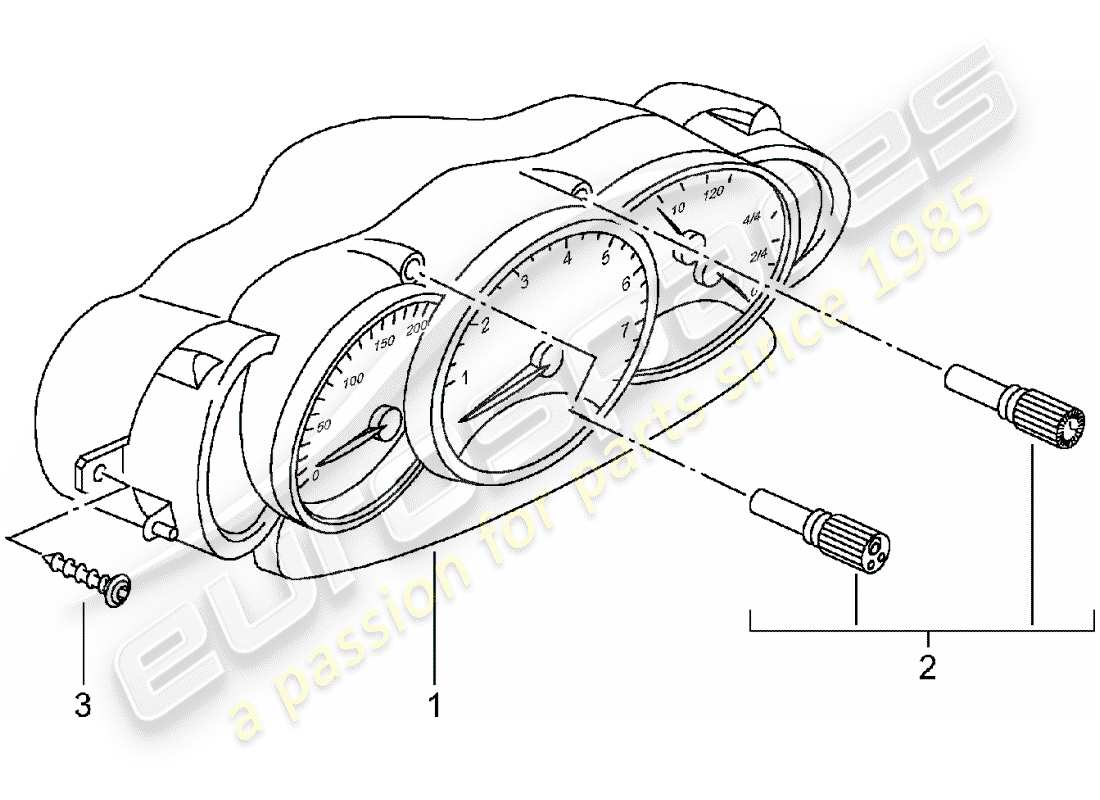 porsche boxster 986 (2004) instrument cluster - complete - d - mj 2001>> part diagram