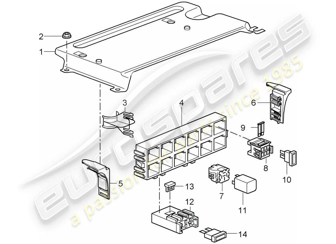 porsche 2011 (997-2 gt3) fuse box/relay plate part diagram