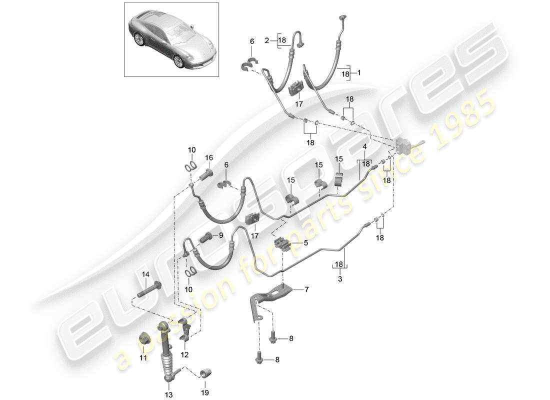 porsche 2019 (991-2) hydraulic line part diagram