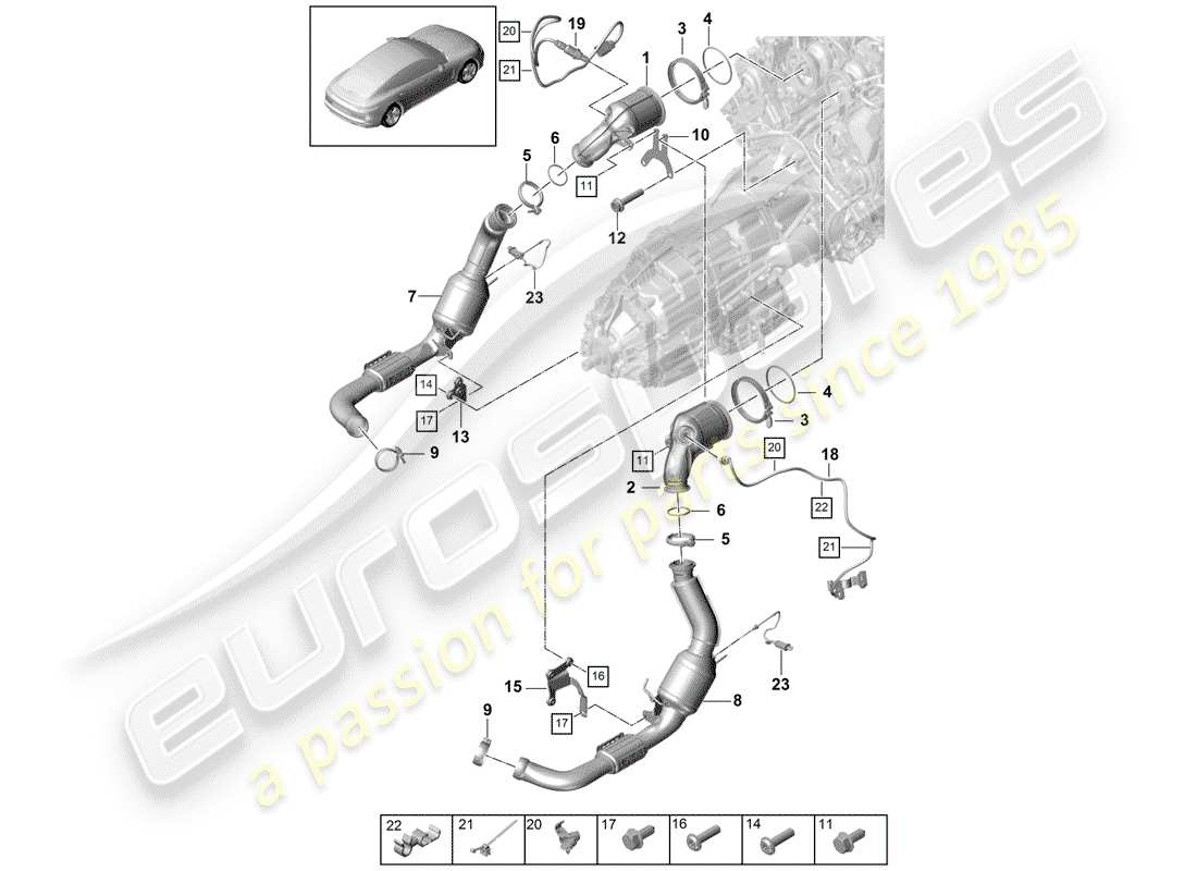 porsche 2017 (panamera 971-1) exhaust system part diagram