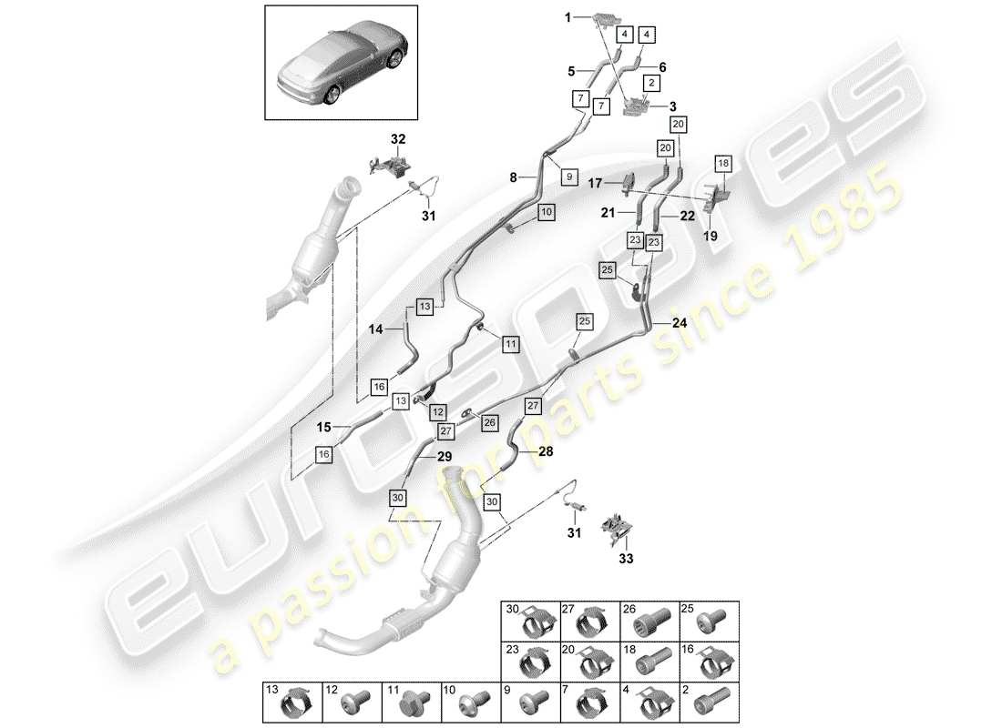 porsche 2017 (panamera 971-1) exhaust system part diagram