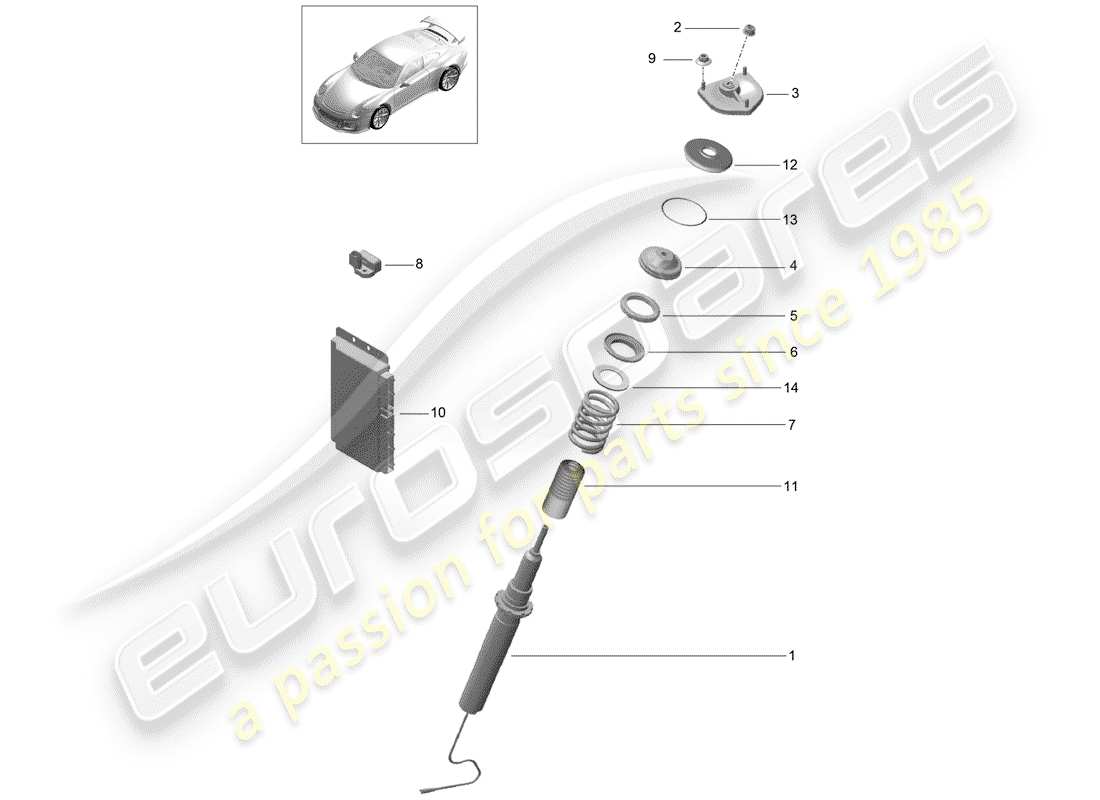porsche 991r/gt3/rs (2020) vibration damper parts diagram