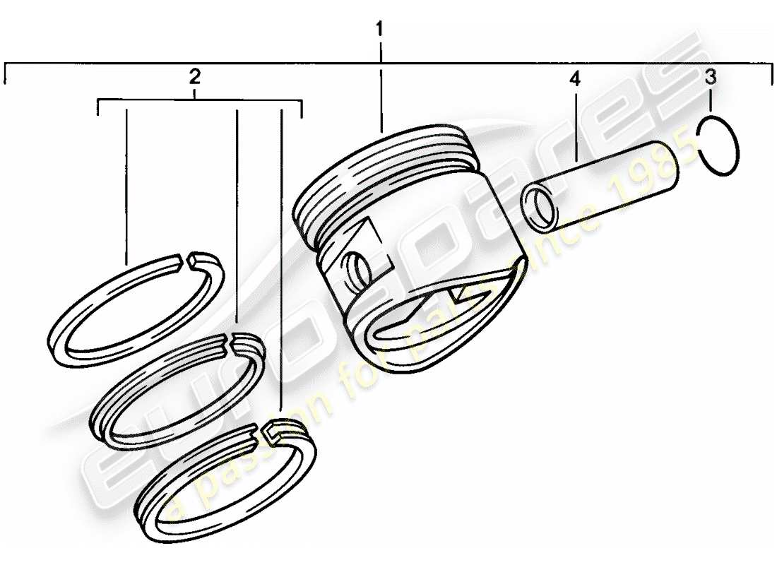 porsche 1976 (924) piston - piston rings part diagram