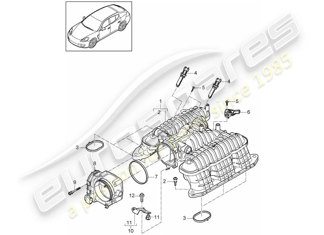 porsche 2013 (panamera 970) intake air distributor part diagram
